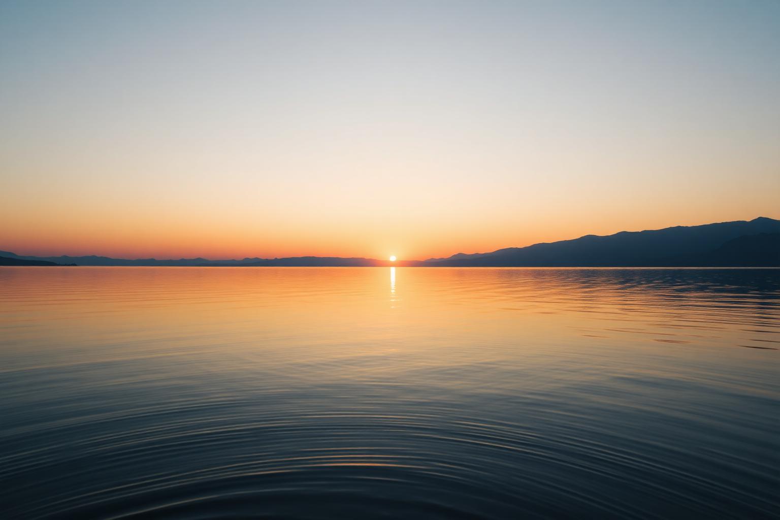Calm lake at sunset